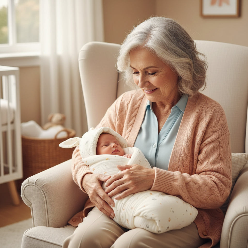 Nid d'ange 1 mamie qui tient son bébé dans les bras 