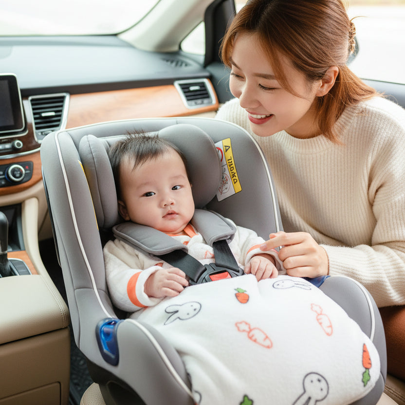 Nid d'ange bébé lapin, maman dans la voiture avec son bébé dans son siège