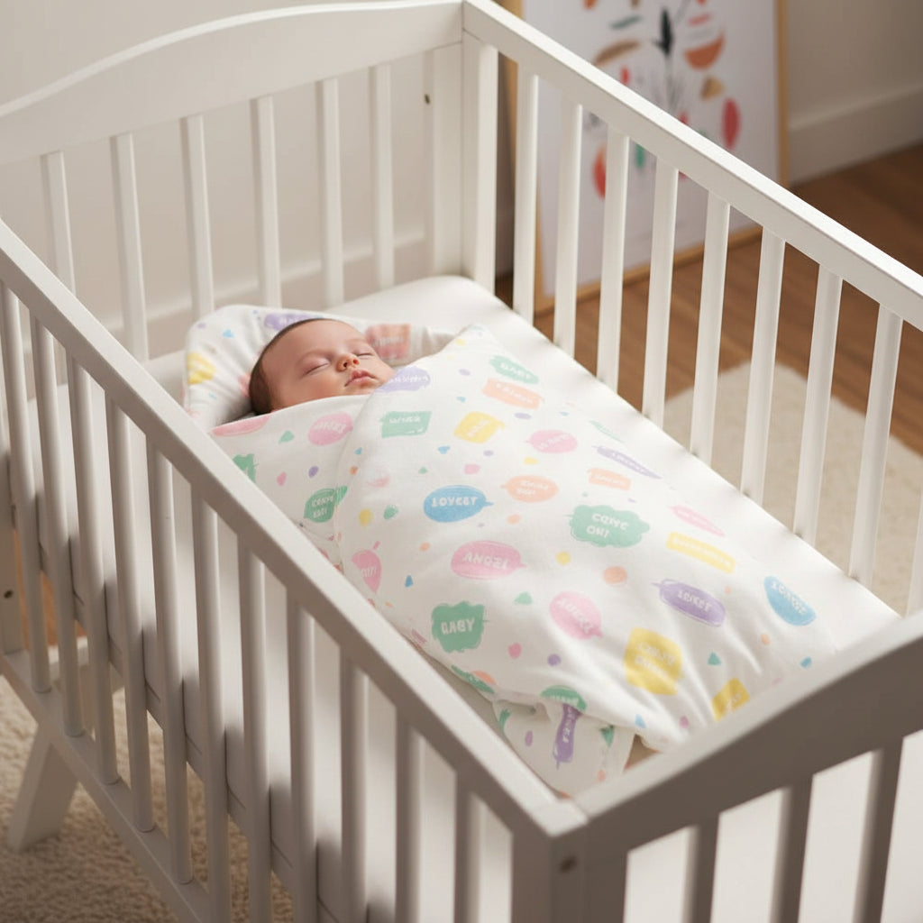 Nid d'ange bebe mot bébé dors tranquillement dans son lit