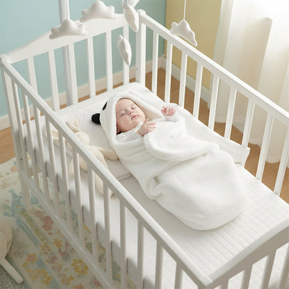Nid d'ange blanc, bébé  dans son lit bien protégé contre le froid
