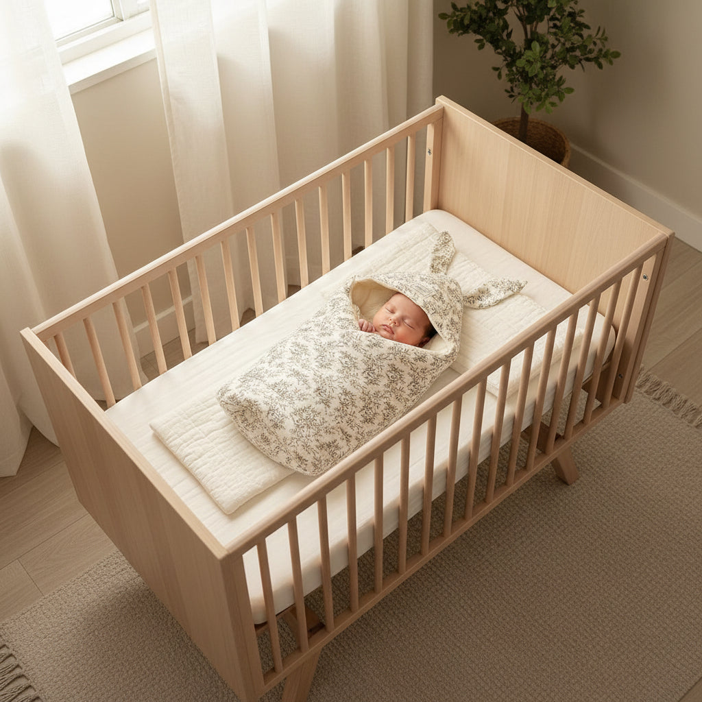 Nid d'ange fleur bébé dort tranquillement dans son lit.