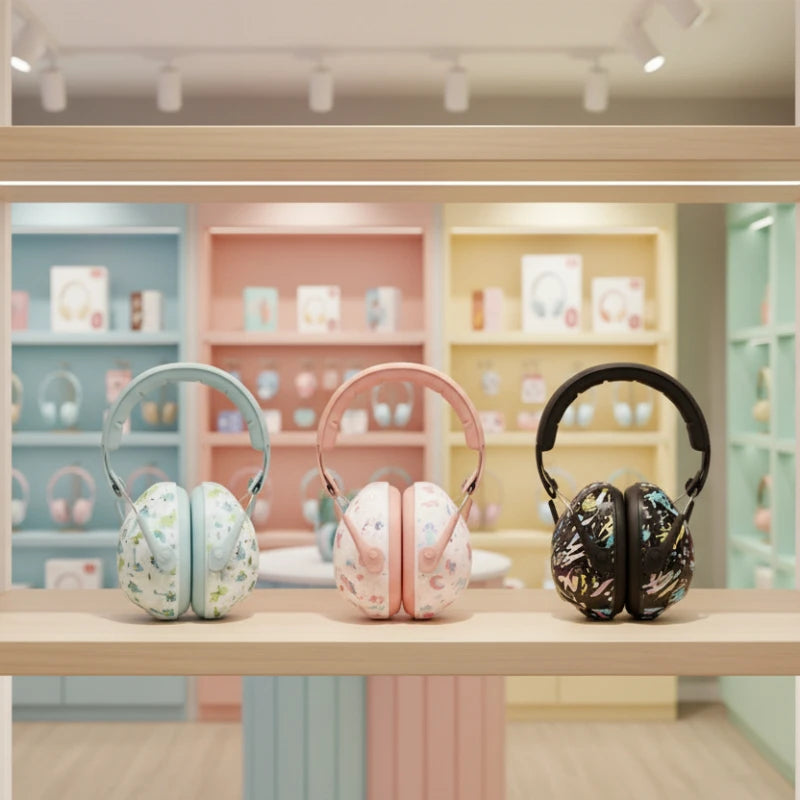 casque enfant bleu, rose et noir exposés dans un magasin