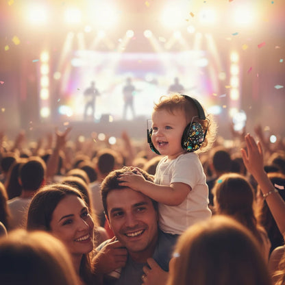 casque anti bruit enfant noir les parents dans un concert avec leur enfant