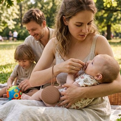 Boite a tetine marron toute la famille au parc