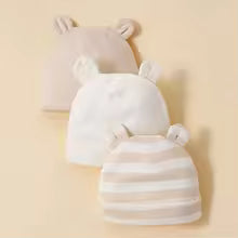 Bonnet bébé abricot ensemle de trois bonnets