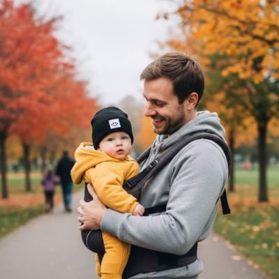 Bonnet bébé garçon noir papa porte son enfant