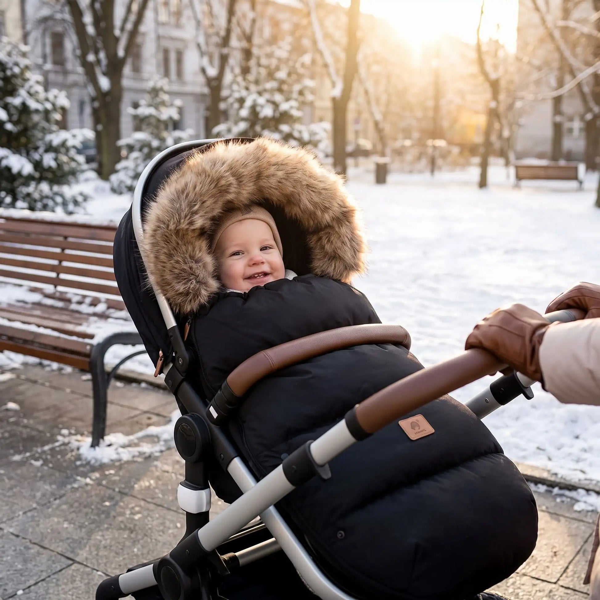chanceliere poussette  noir  bebe bien protégé en hiver