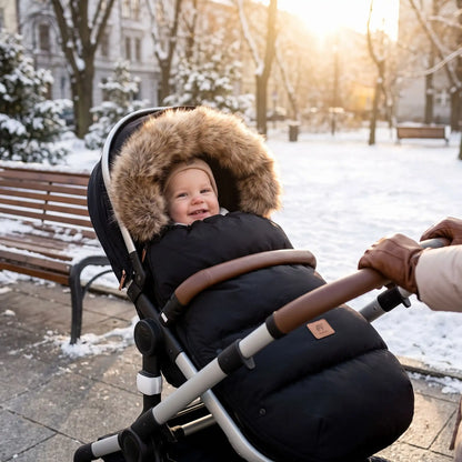 chanceliere poussette  noir  bebe bien protégé en hiver