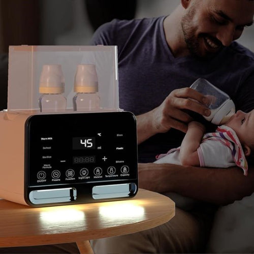 Chauffe biberon EU 220V papa qui nourrit son enfant