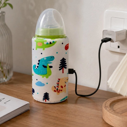 Chauffe biberon nomade dinosaure entrain de chauffer le biberon