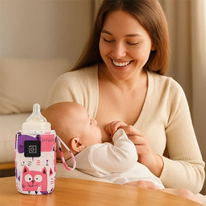 Chauffe biberon portable​ rose maman qui donne le sein à bebe