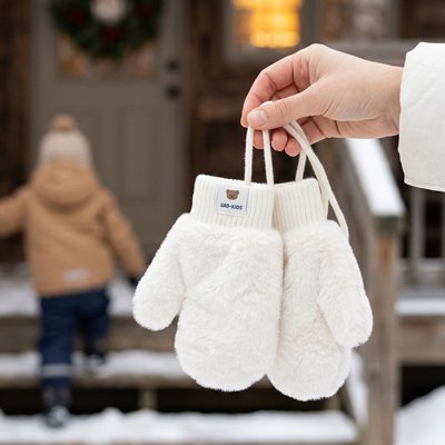 Moufle bébé beige, une paire de mitaine confortable