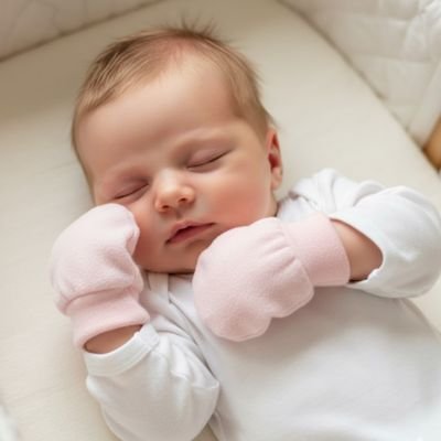 Moufle bébé rose qui protège les mains du bébé