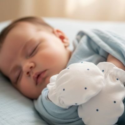 Moufles bebe bleu, bébé qui dort bien protégé