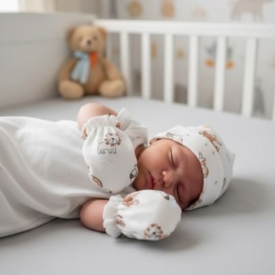 Moufles pour bebe blanc bébé qui dort dans son lit