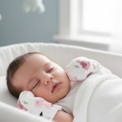 Moufles pour bebe  rose bébé qui dort confortablement