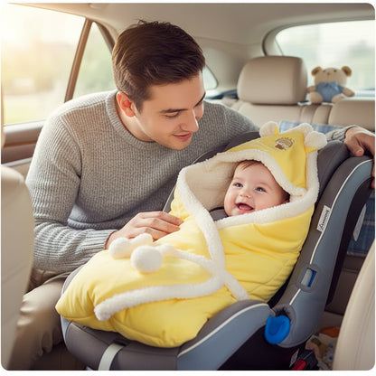 nid d'ange bebe jaune, papa accompagné dans l'auto 
