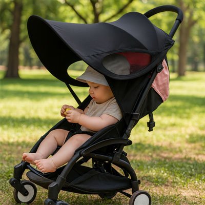 Par soleil pour poussette​ Noir bébé bien protégé dans  du soleil sa poussette