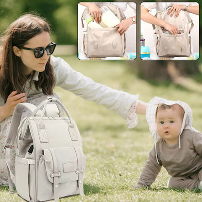sac à dos à langer  beige bien organisé