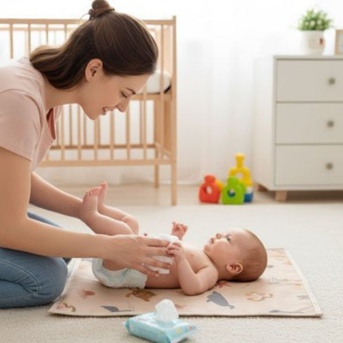 Tapis à langer nomade océan rose maman nettoie bébé