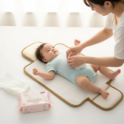 tapis à langer kaki maman qui a changé son enfant