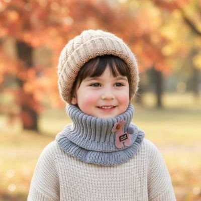 Tour de cou enfant gris l'enfant à l'exterieur en plein automne