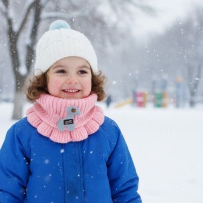 Tour de cou enfant rose enfant au parc en hiver