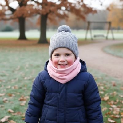 Tour de cou enfant rose l'enfant très confortable  dans le gazon 