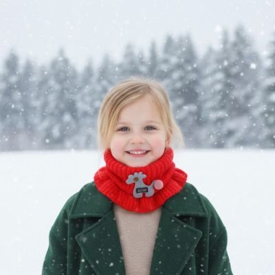 Tour de cou enfant rouge, enfant qui protège son cou contre le froid