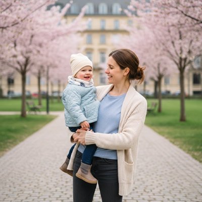 Tour de cou  voiture maman dans la rue avec son bébé